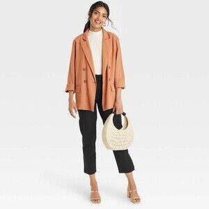 Black Pants Women’s 6 Mid-Rise Slim Straight Ankle Split Trousers Dress Slacks